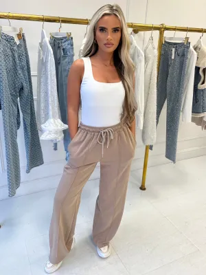 Alexia Taupe Wide Leg Jogger Trousers