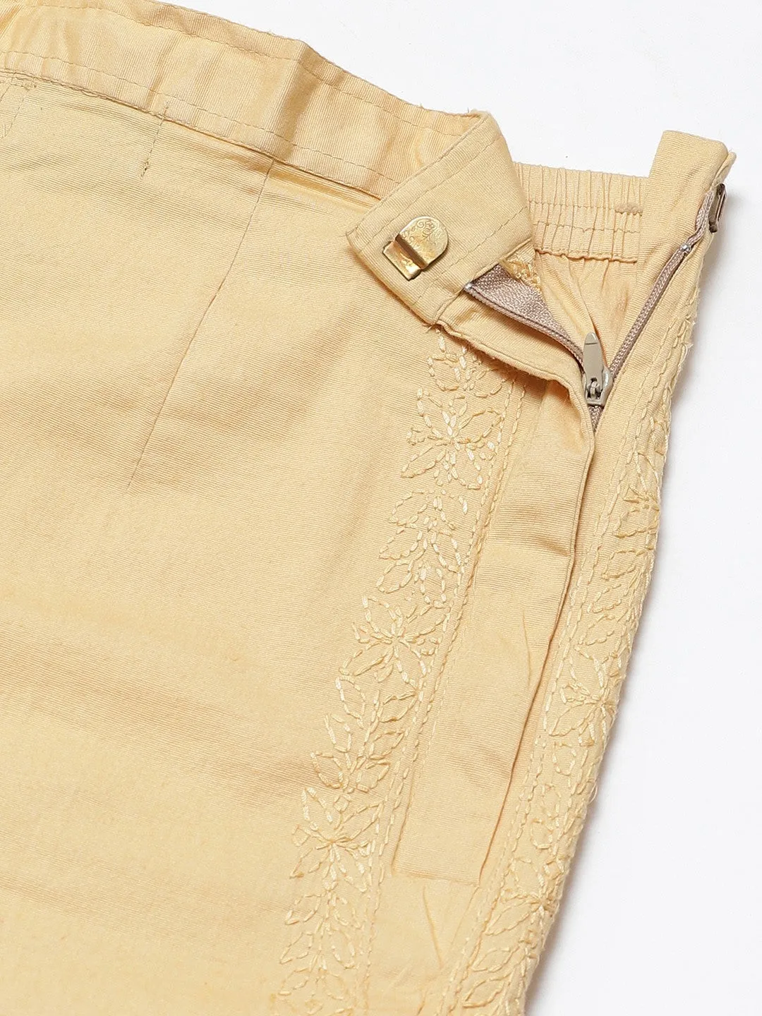Beige Chikankari Sustainable Trousers