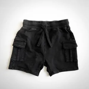 Black Acid Wash Cargo Shorts