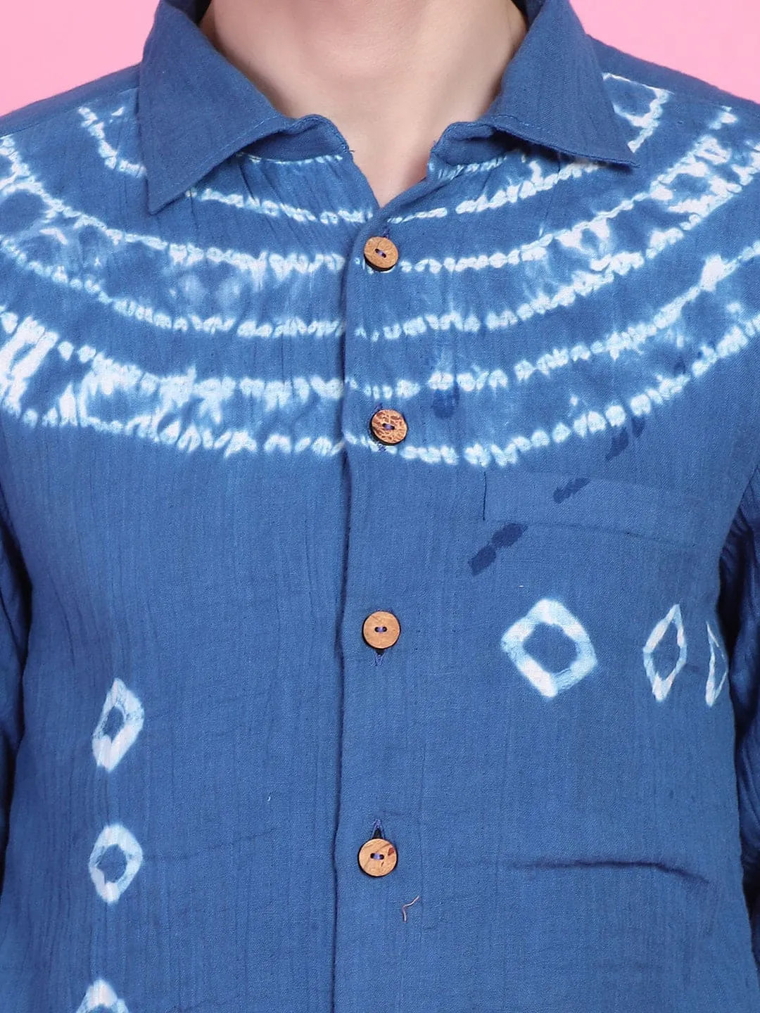 Blue Tie & Dye Men Kurta Set