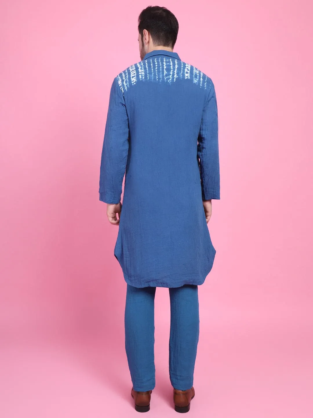 Blue Tie & Dye Men Kurta Set