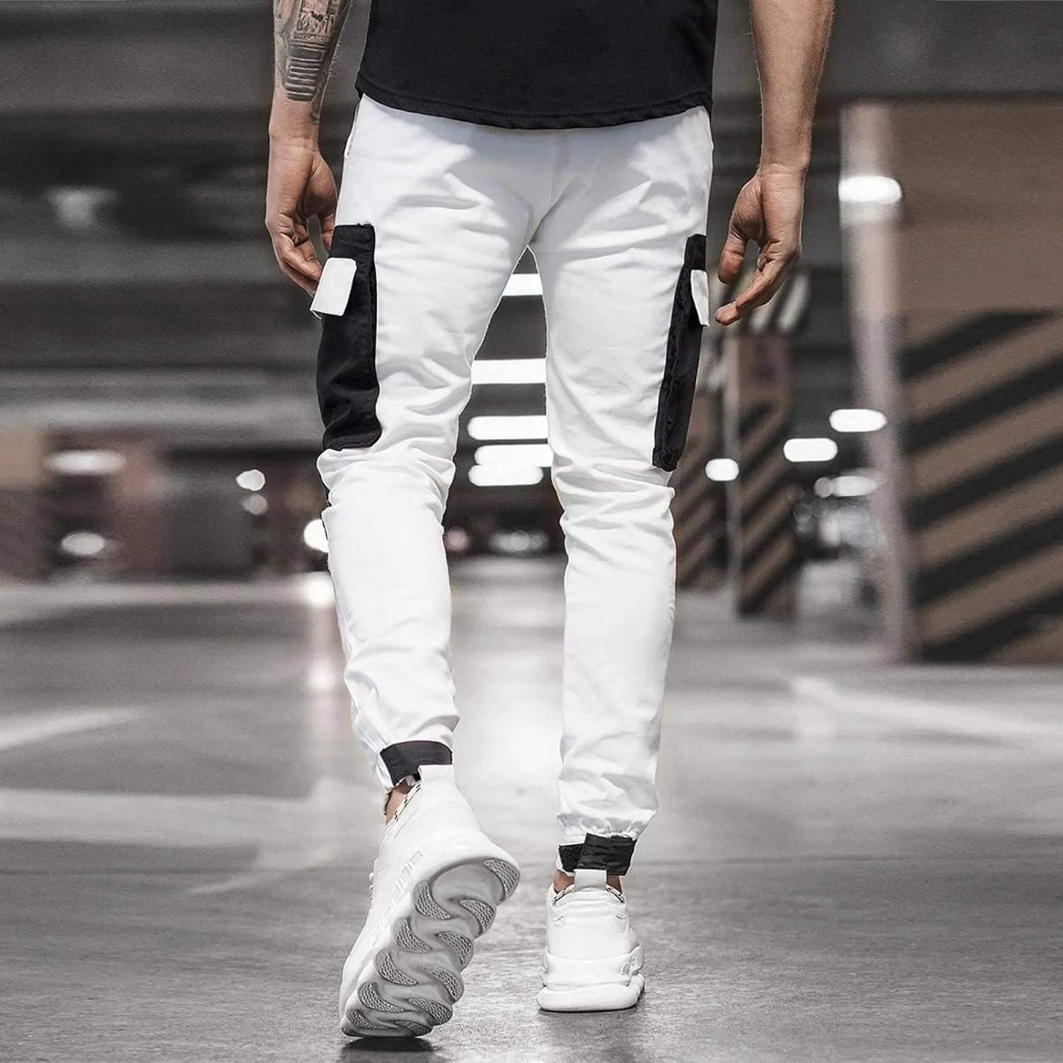 Cargo Sweatpants for Men Mens Lounge Pants Pants with Elastic Drawstring Waist Men's Jogger Pants Baggy Goth Techwear