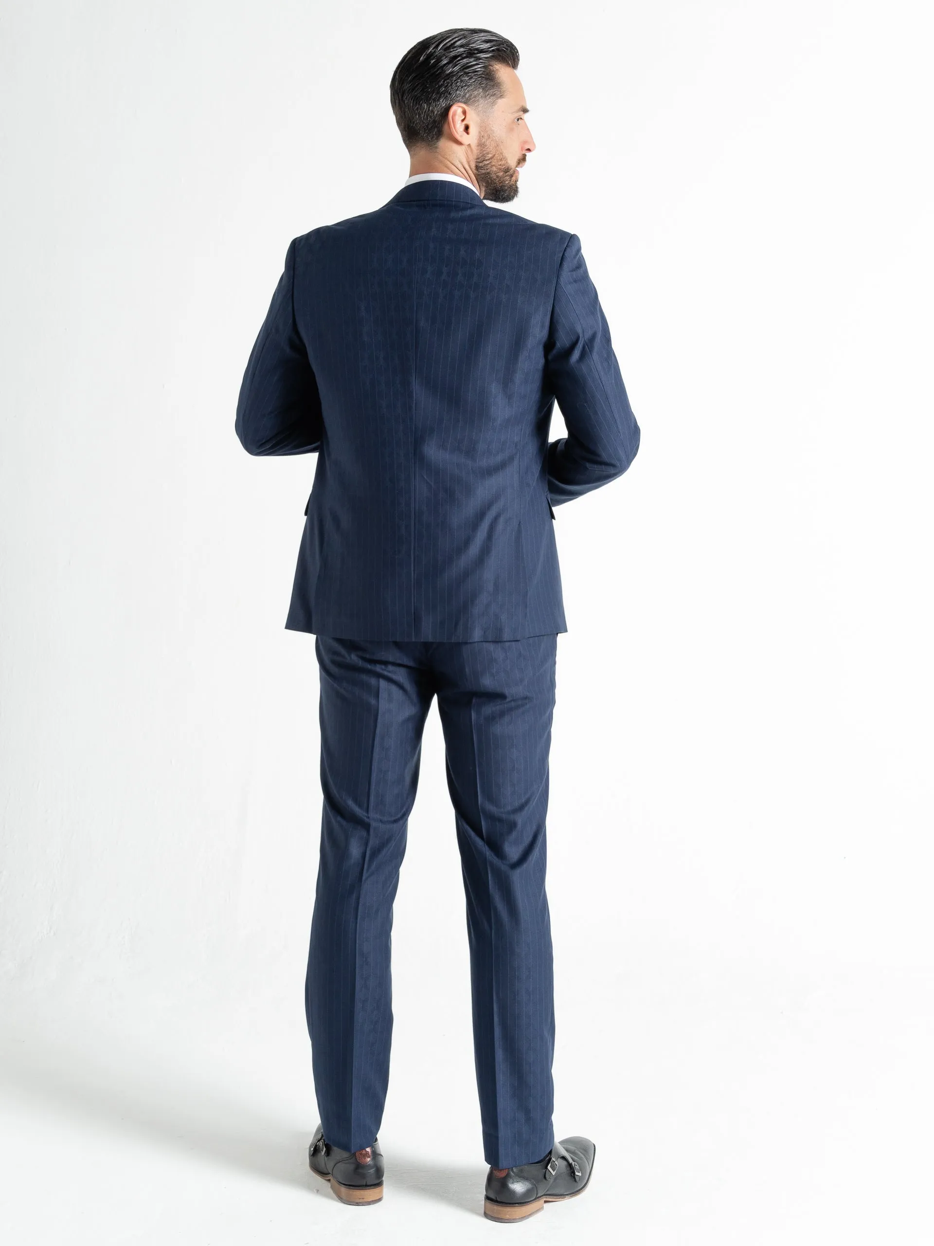 CHELSEA MIDNIGHT BLUE PINSTRIPE WITH DIAMOND SHADOW EFFECT