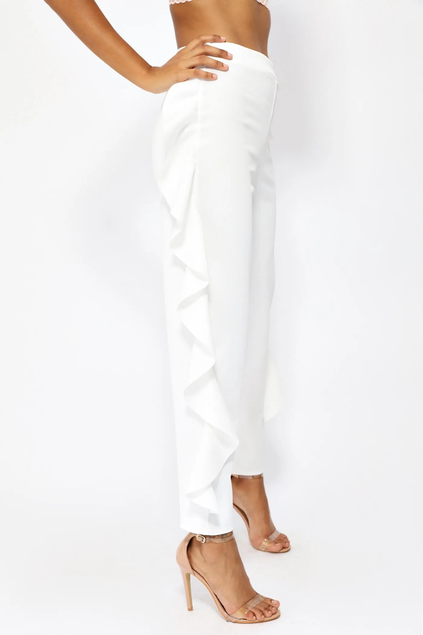 Cream Frill Side Trousers