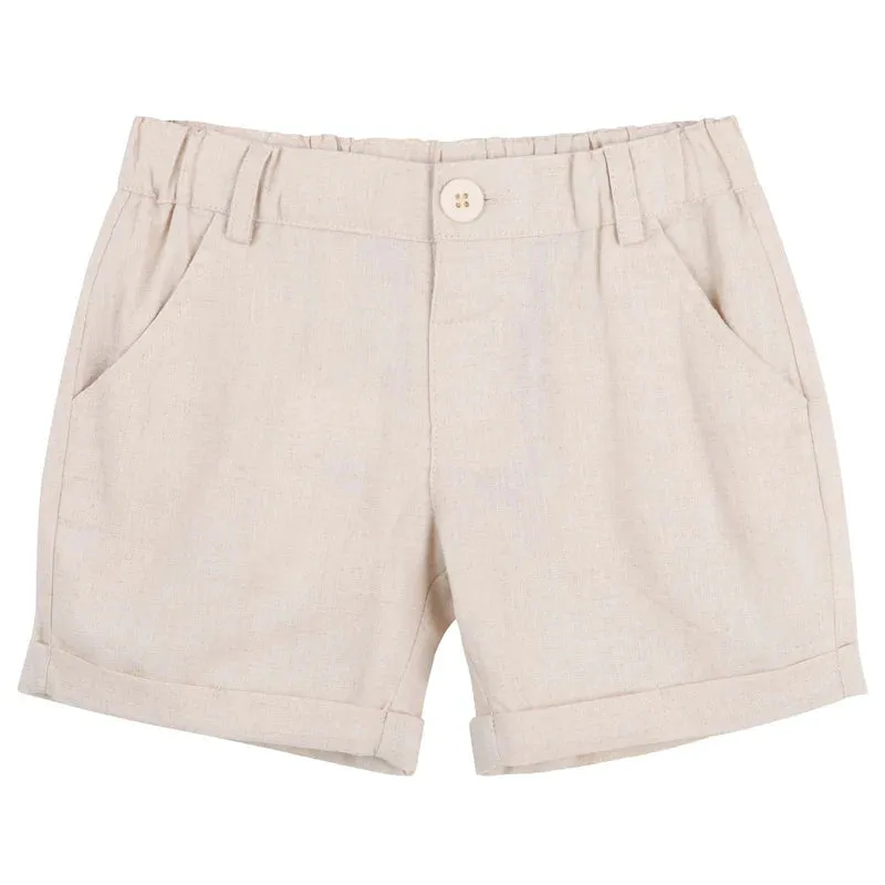 Designer Kidz Finley Linen Shorts - Sand