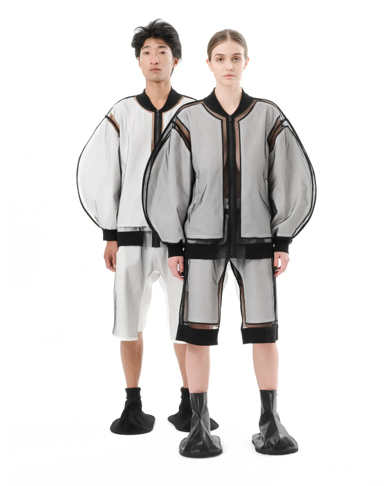 DIAPHANUM BLACK NET CIRCLE POCKETS SHORTS