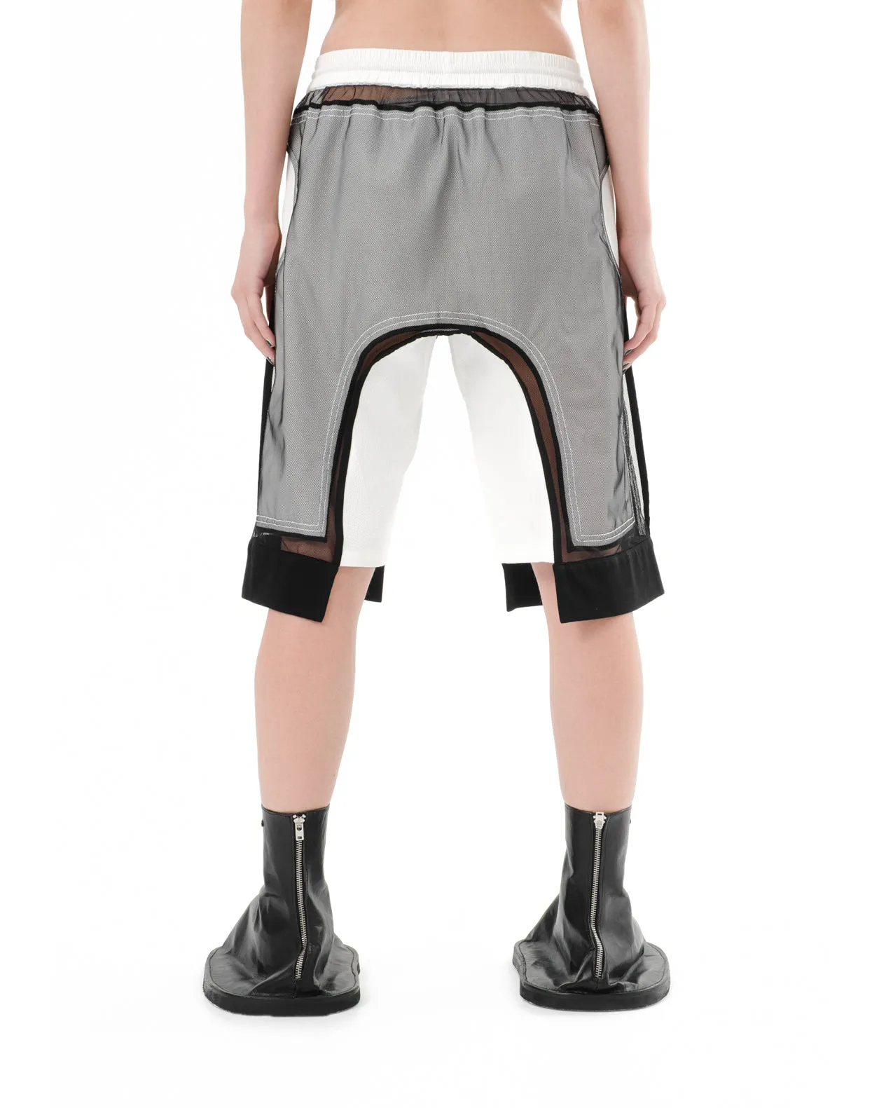 DIAPHANUM BLACK NET CIRCLE POCKETS SHORTS