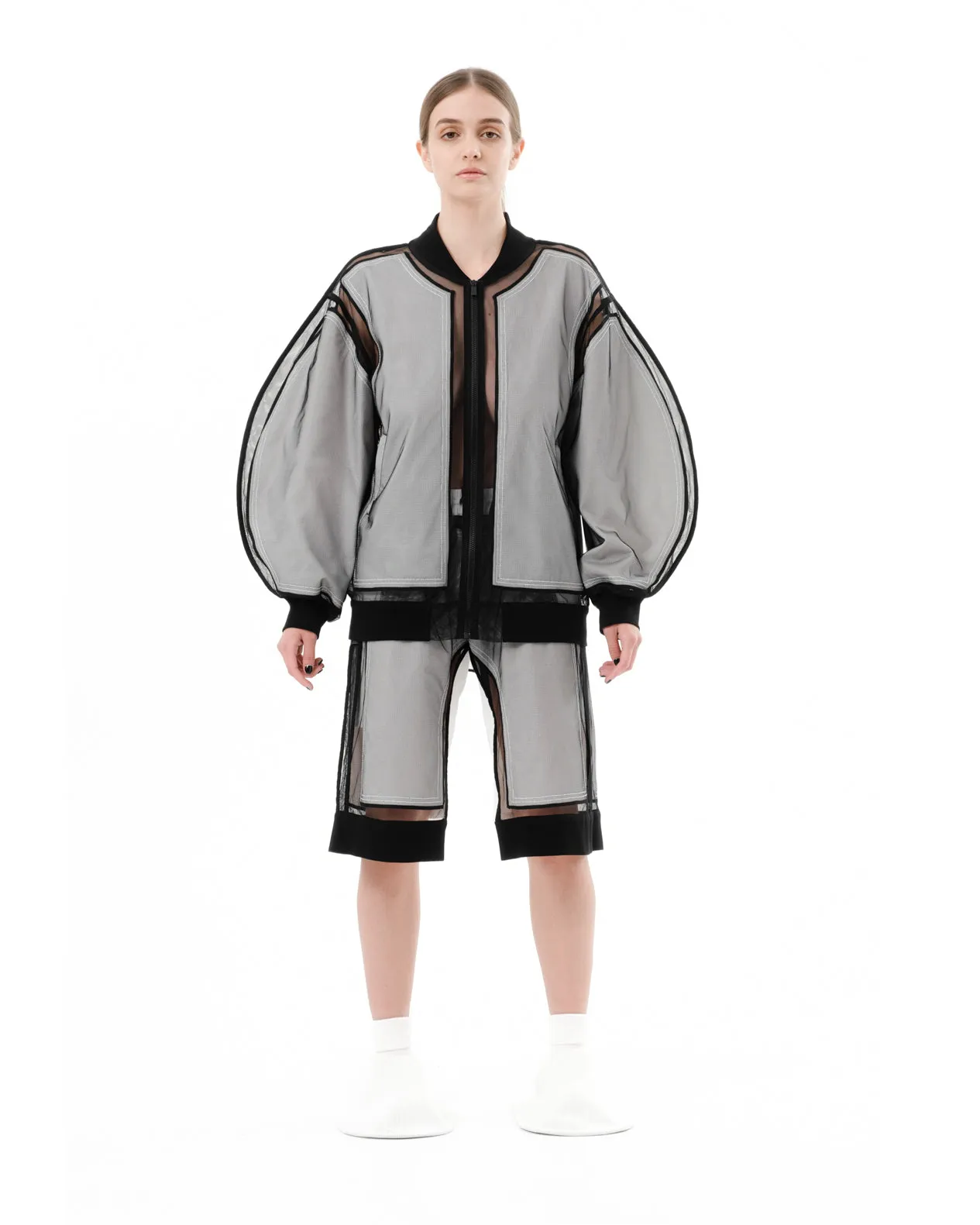 DIAPHANUM BLACK NET CIRCLE POCKETS SHORTS