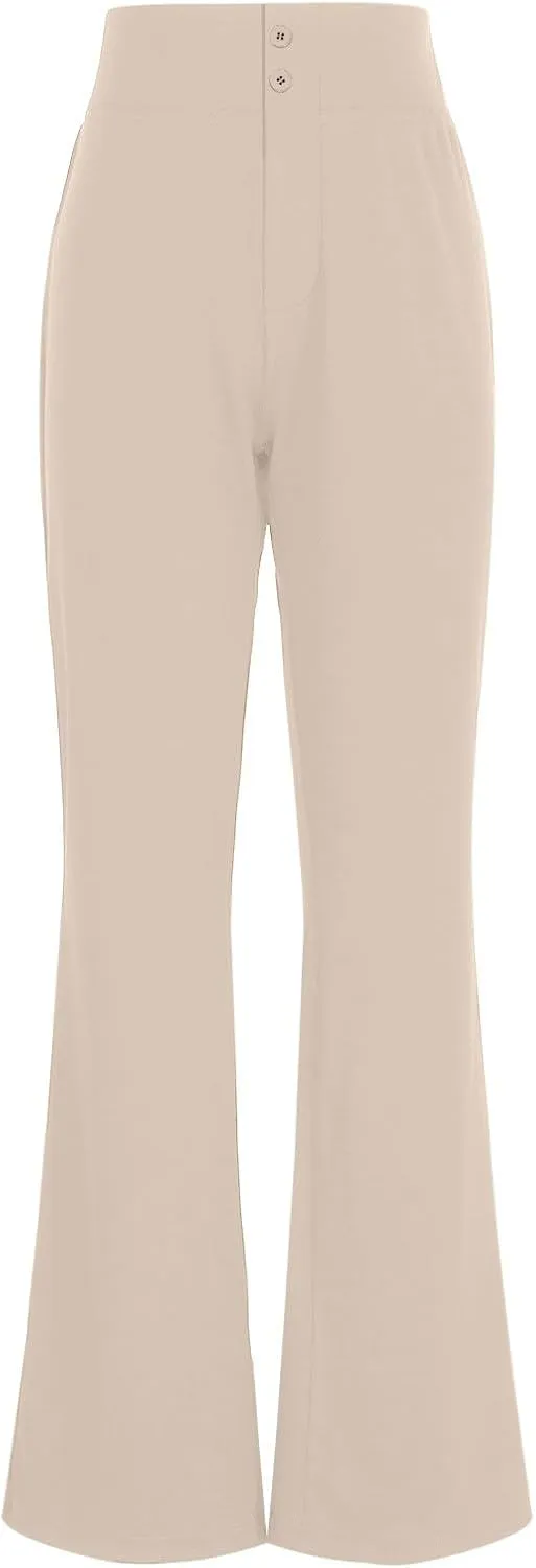 Dress Pants Women High Waist Stretchy Business Office Boho Pants Comfy Fashion Palazzo Wied Leg Work Casual Slacks