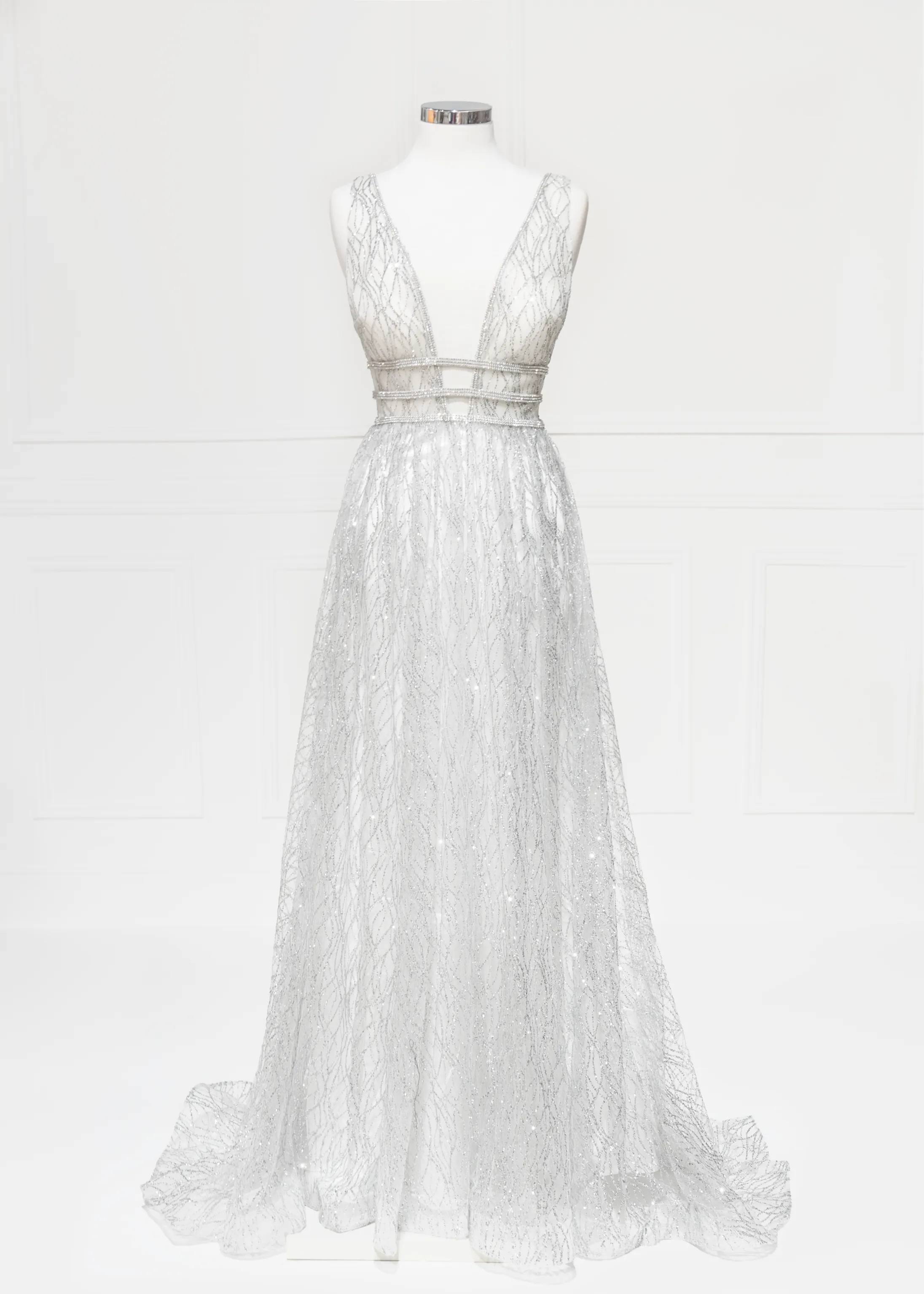 Honey Couture ENYA Glitter A Line Formal Gown