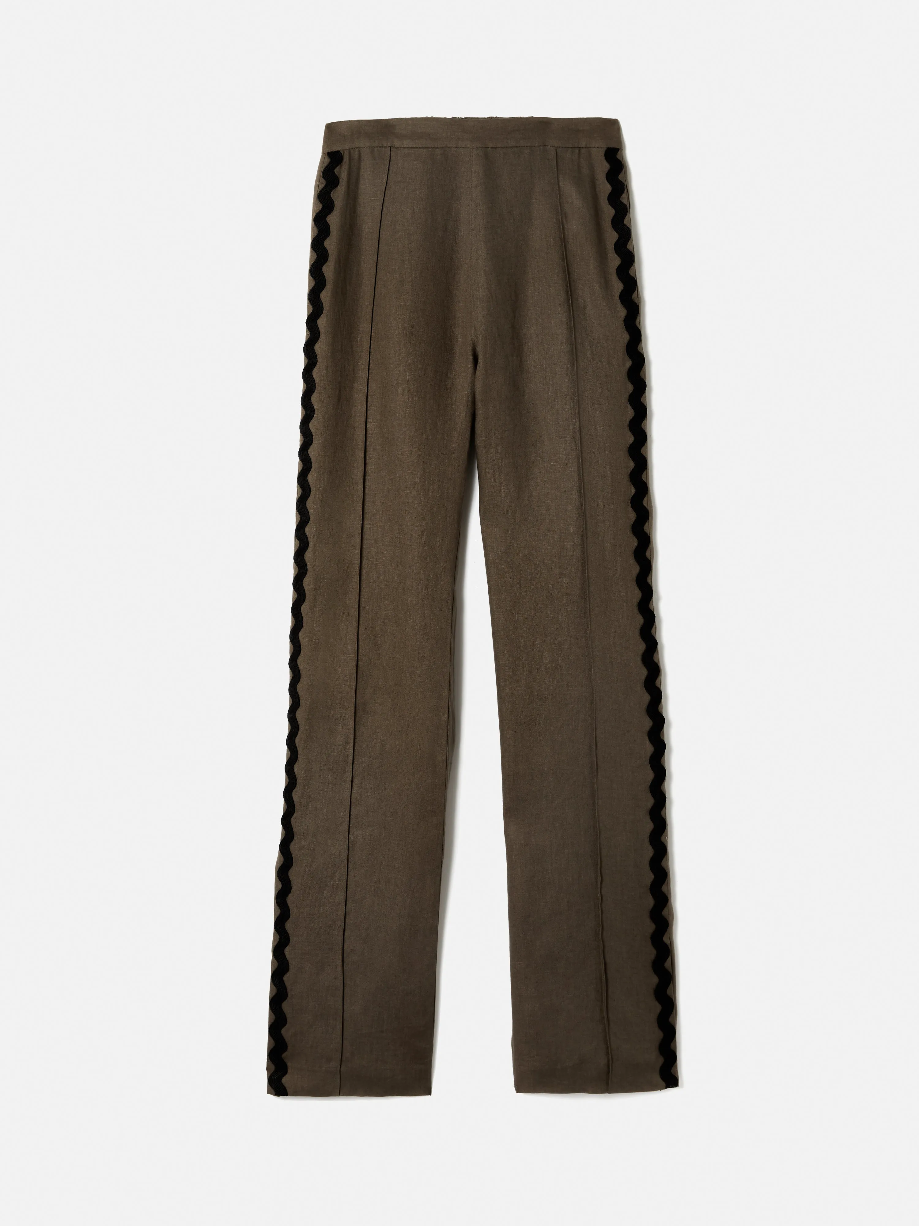 Linen Ric Rac Trouser | Khaki