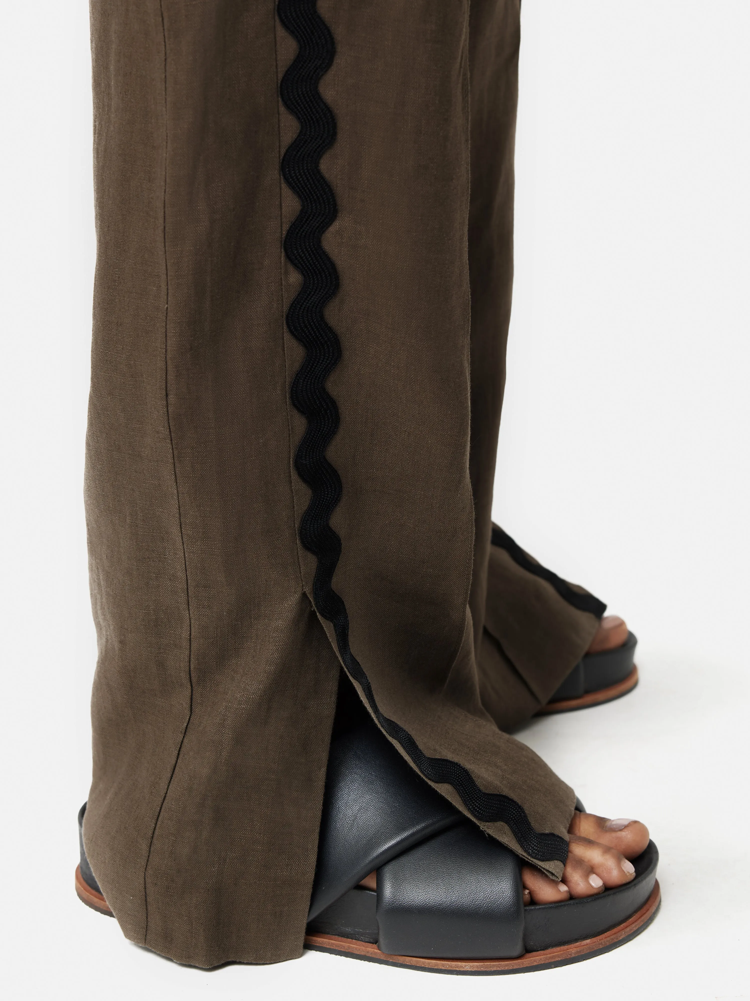 Linen Ric Rac Trouser | Khaki