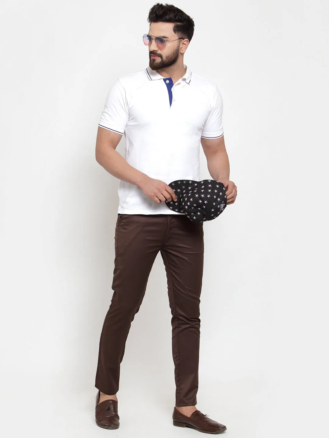 Men's Brown Solid Formal Trousers ( FGP 253Coffee ) - Jainish