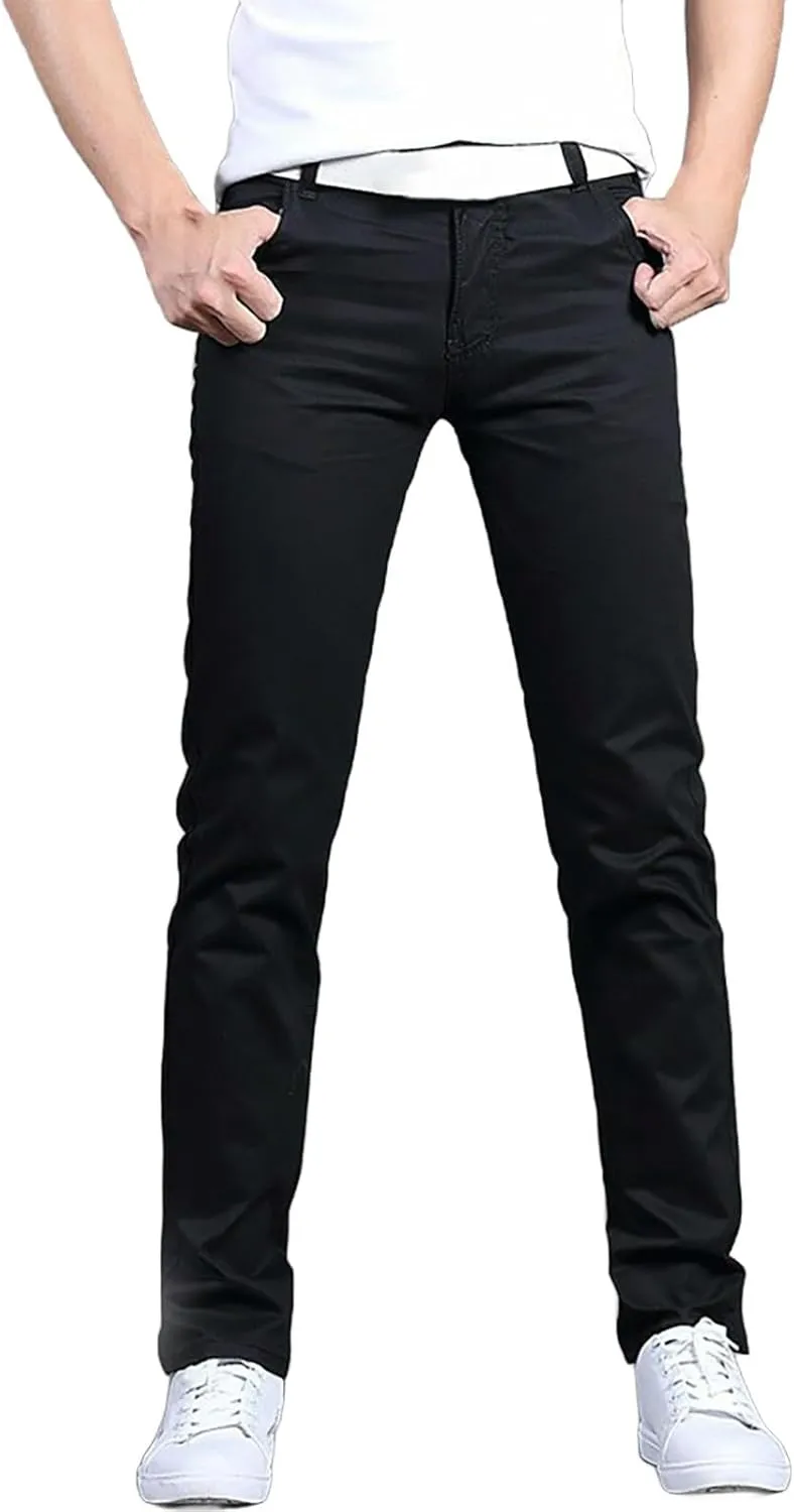 Mens Dress Slacks Plain Straight Leg Casual Pants Outdoor Trendy Open Bottom Summer Fashion Trousers with Pockets