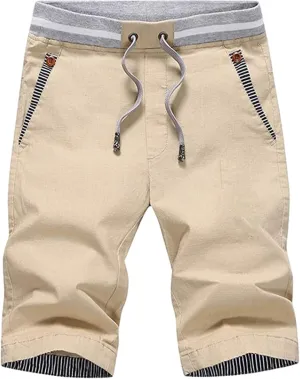 Men's Shorts Summer Casual Drawstring Elastic Waist Outdoor Sport Stretch Slim Fit Chino Shorts with Pocket