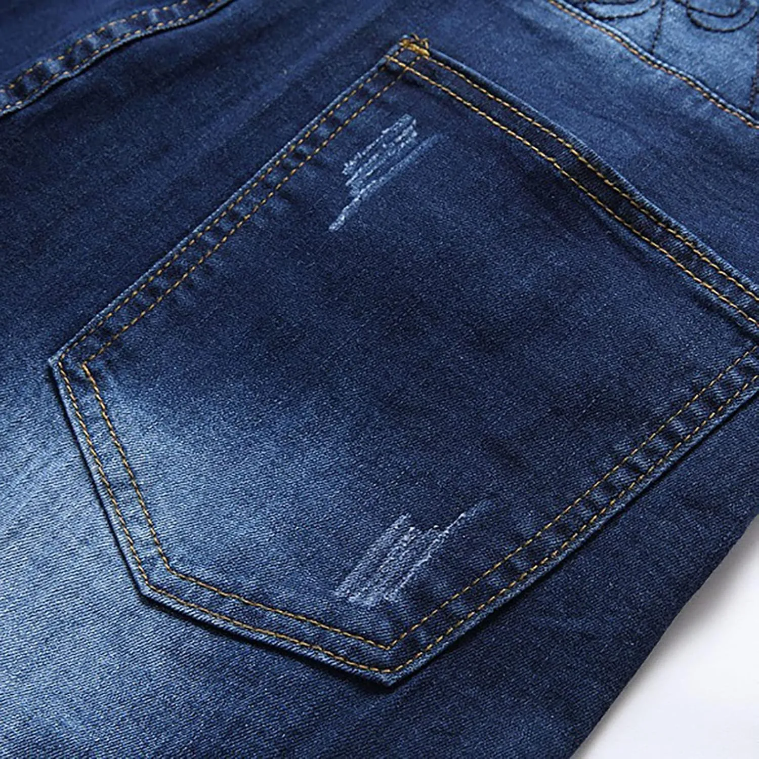 Men's Vintage Moto Biker Jean Shorts Retro Distressed Ripped Straight Denim Shorts Knee Lengh Slim Fit Stretch Jeans