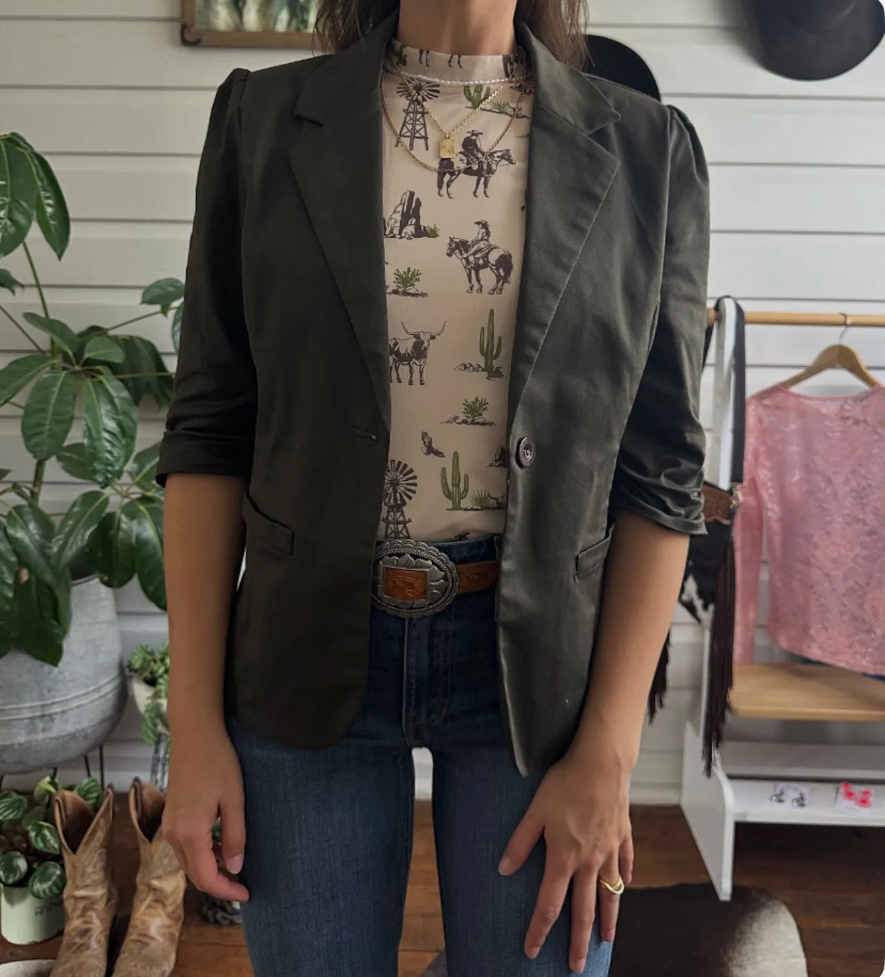 Milos Solid Blazer - Khaki