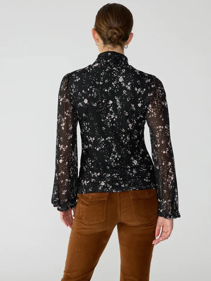 Mock Neck Mesh Top