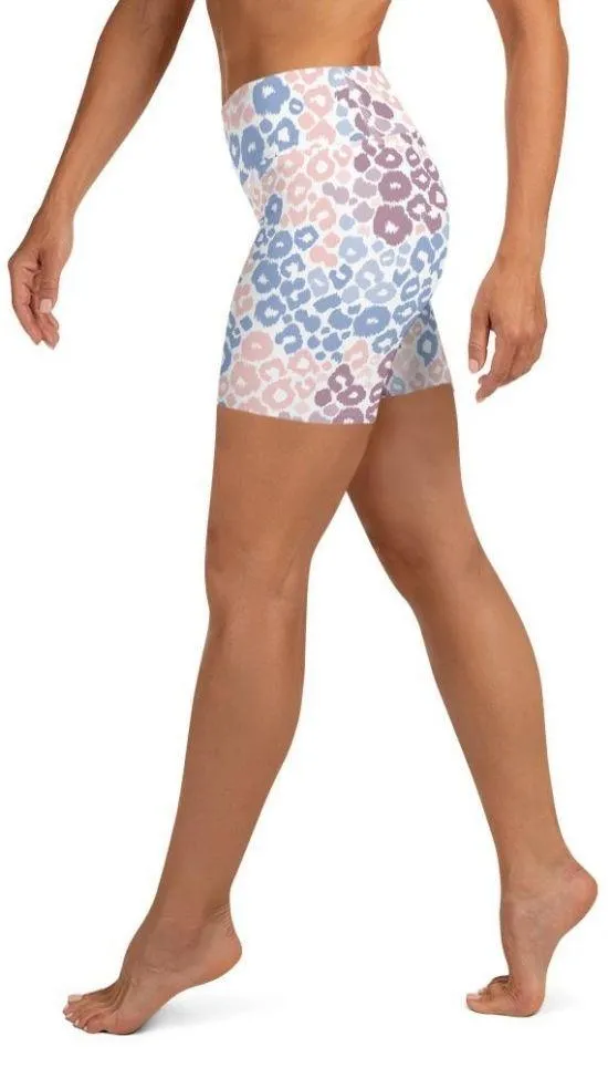 Pastel Leopard Print Yoga Shorts