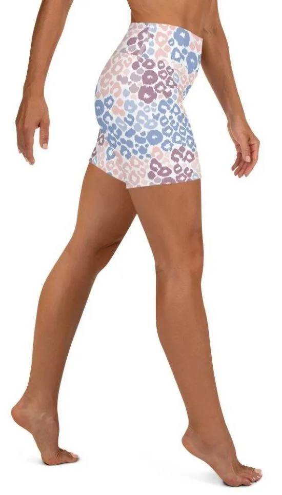 Pastel Leopard Print Yoga Shorts