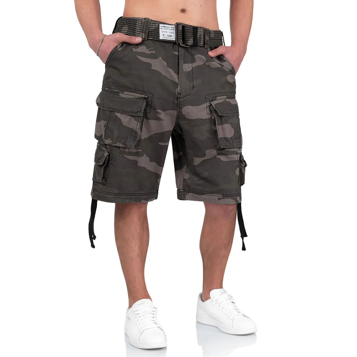 Surplus Division Shorts Black Camo