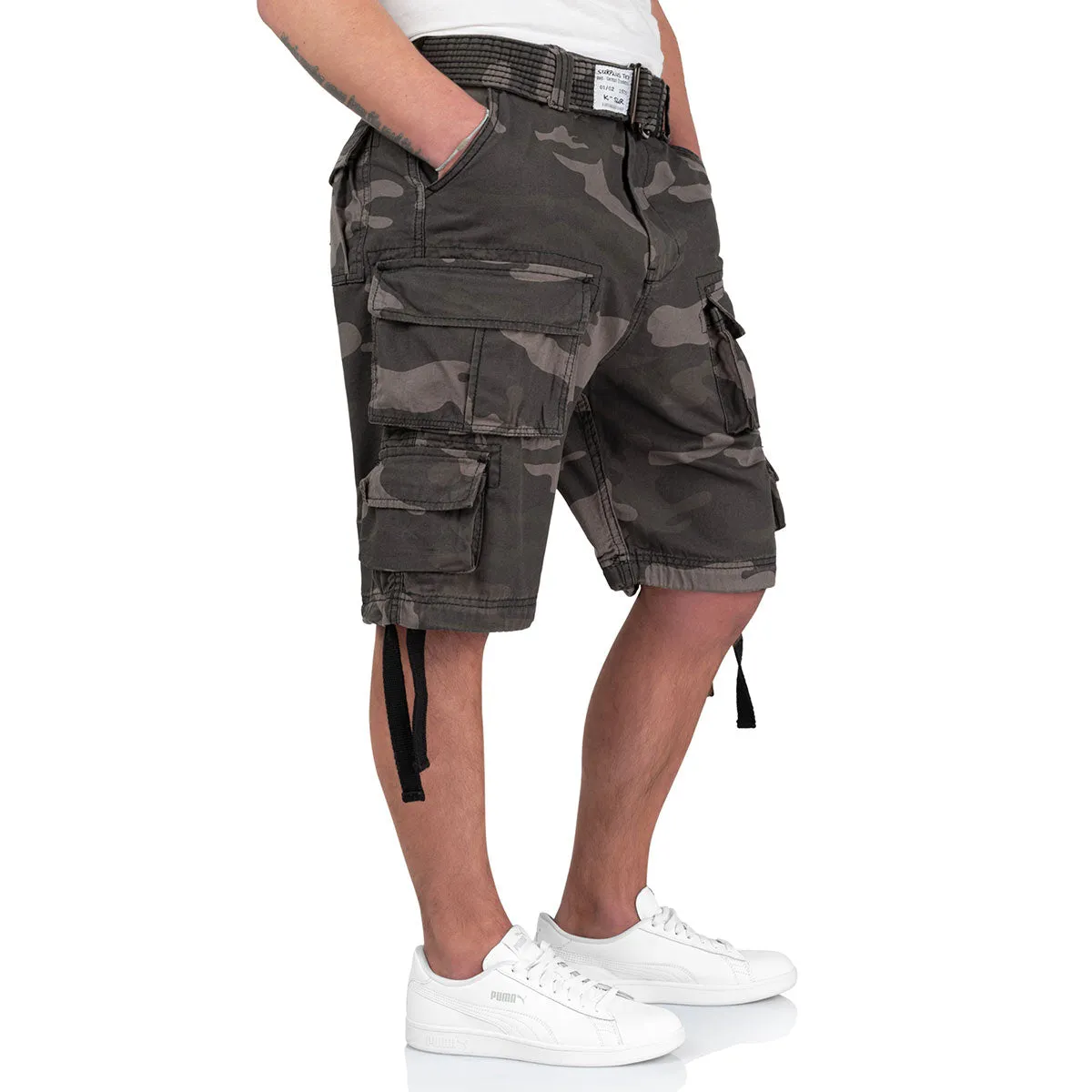 Surplus Division Shorts Black Camo