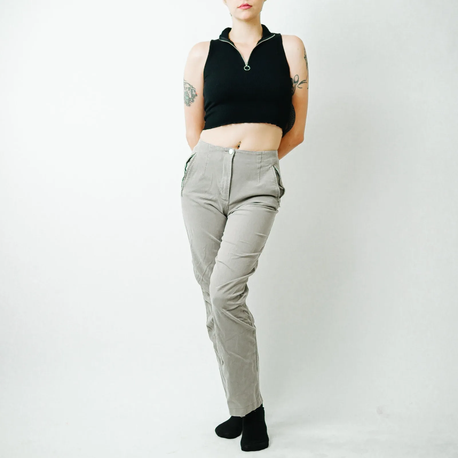 Vanilia High Rise Khaki Trousers - 38