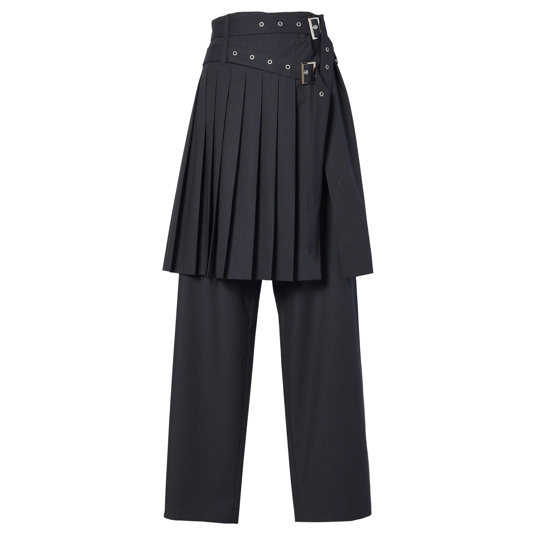 WIDE LEG SKOUSER / NAVY PINSTRIPE