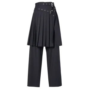 WIDE LEG SKOUSER / NAVY PINSTRIPE