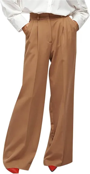 Women High Waist Casual Wide Leg Long Palazzo Pants Button Down Loose Business Work Office Trousers with Pockets