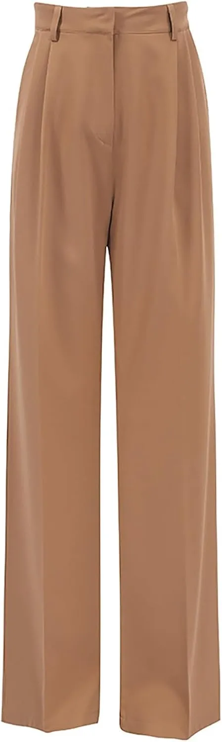 Women High Waist Casual Wide Leg Long Palazzo Pants Button Down Loose Business Work Office Trousers with Pockets