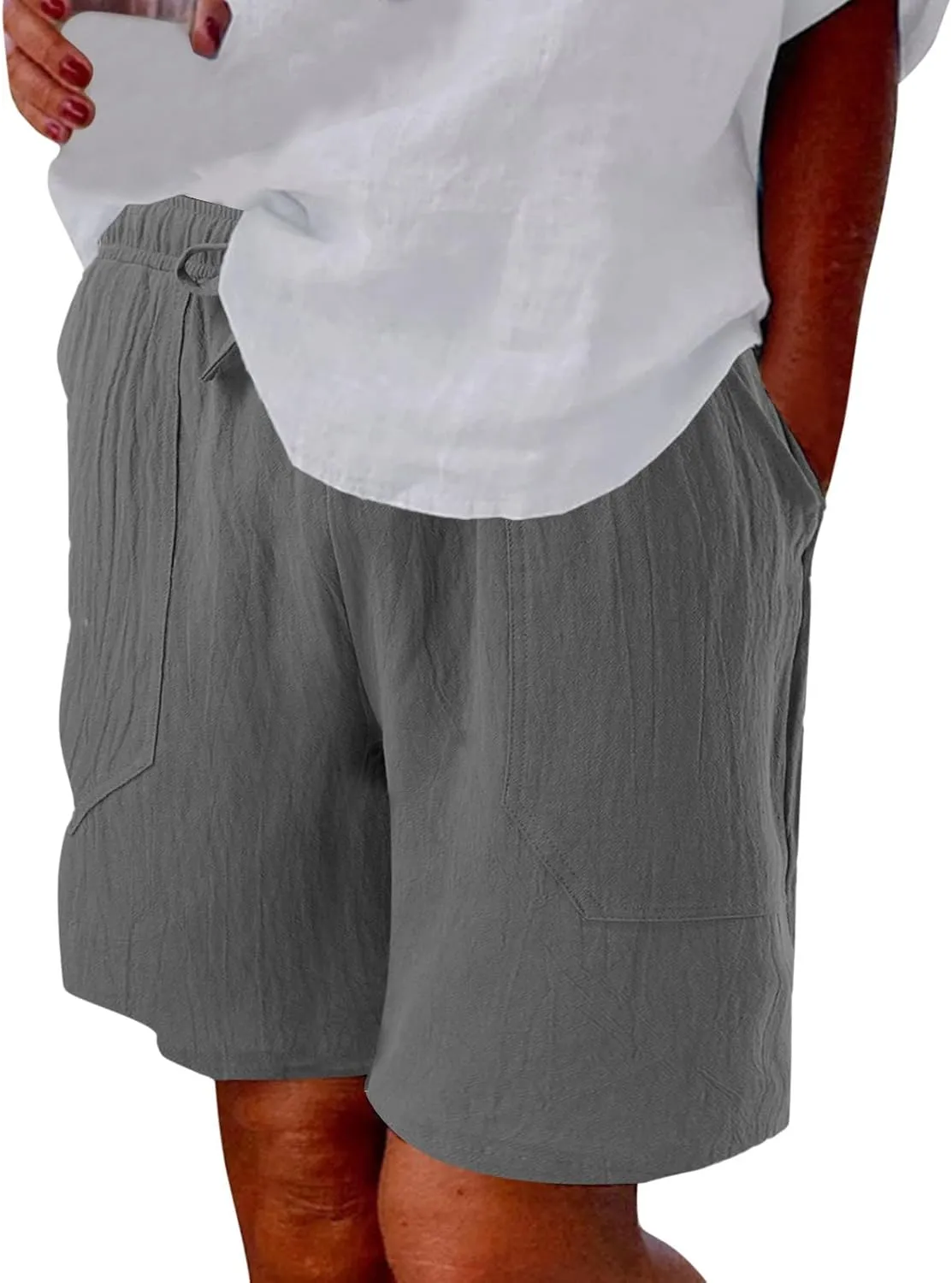 Womens 2024 Casual Shorts Drawstring Comfy Elastic Waist Shorts Quick Dry Athletic Summer Pull On Short Pants with Pockets