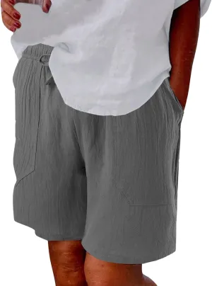 Womens 2024 Casual Shorts Drawstring Comfy Elastic Waist Shorts Quick Dry Athletic Summer Pull On Short Pants with Pockets
