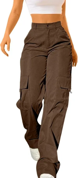 Women's Cargo Jogger Camo Pants with Pockets High Waist Slim Casual Tapered Camouflage Combat Hiking Pants