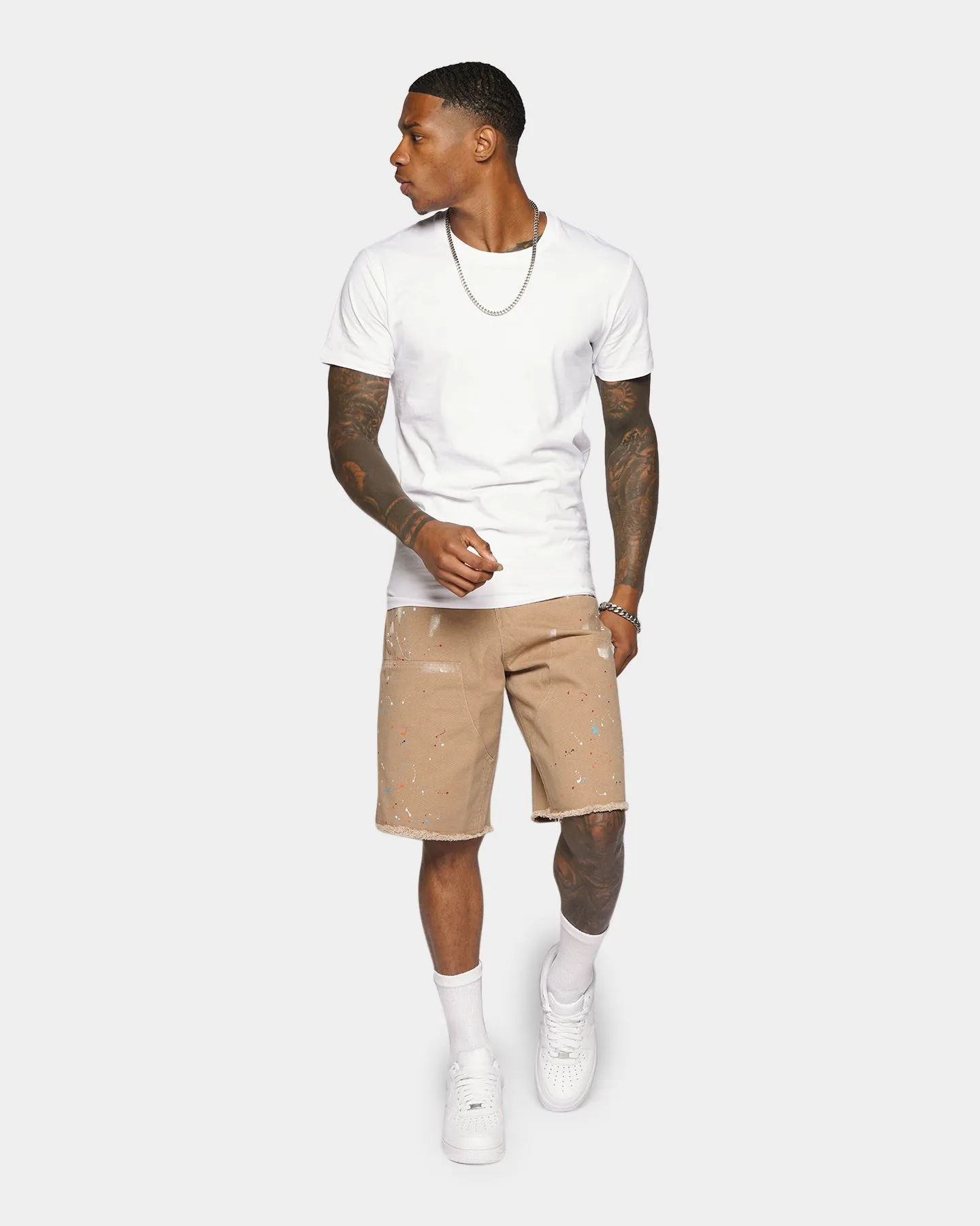 XXIII Cent Splatter Effect Shorts Beige